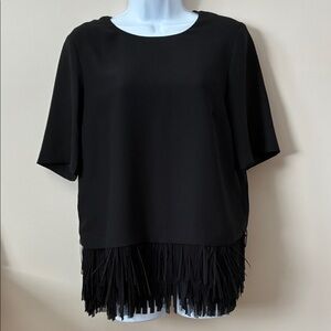 Banana Republic Black Fringe Hem Blouse